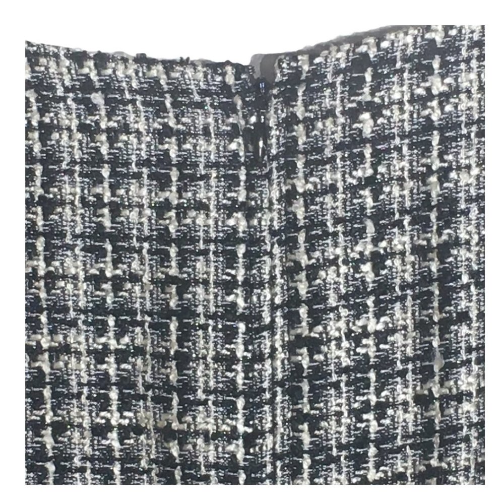 Talbot Black White Tweed Fringe Hem A Line Dress - Picture 12 of 13